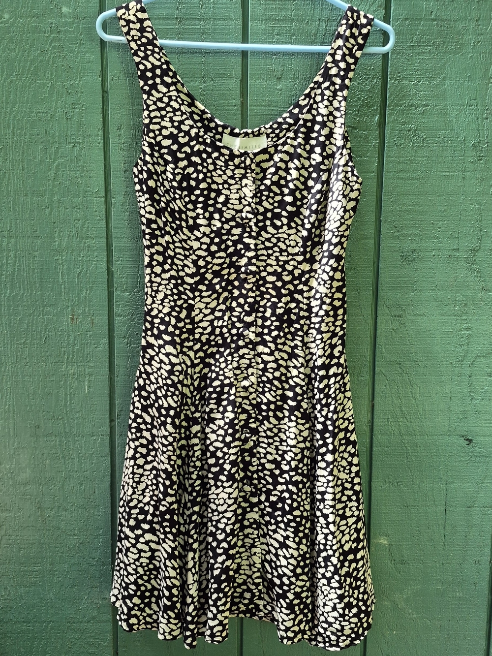 The Limited Black and Cream Printed Mini Dress 80s